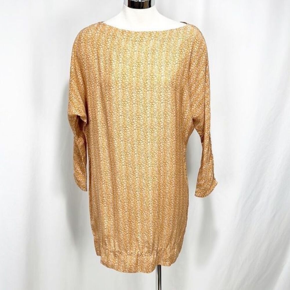 ELIZABETH and James 100% Silk Brown & Pink Geometric Dolman Sleeves Dress 4